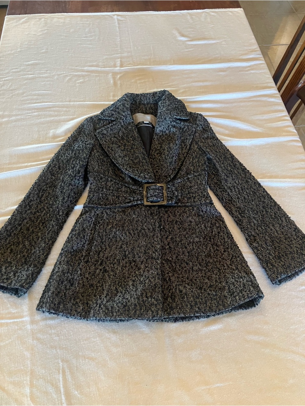 Jessica Simpson Charcoal Tweed Belted Blazer Jacket